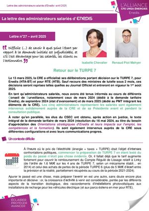 Lettre Administrateurs Salariés Enedis N°27