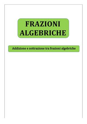 3_Frazioni Algebriche_Addizione E Sottrazione Tra Frazioni Algebriche