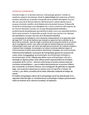Historia De La Antropologia