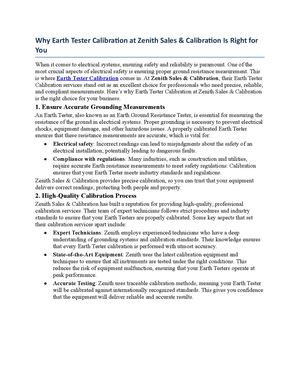 Why Earth Tester Calibration At Zenith Sales & Calibration Is Right For You