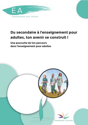 Brochure "Poursuis ton parcours dans l'enseignement pour adultes"