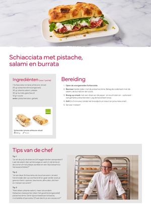 Schiacciata met pistache, salami en burrata