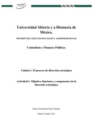 M21 U1 Actividad 1 Objetivo, Funciones Y Componentes De La Dirección Estratégica
