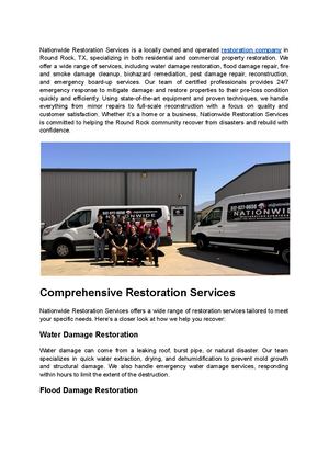 Nationwide Restoration Services – Best Restoration Company in Round Rock, TX