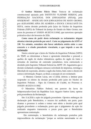 Ministro Flavio Dino Diverge De Decisão De Carmen Lúcia E Respalda Ação Policial Do Governador De Mt Contra Jornalistas Alexandre Aprá E Enock Cavalcanti