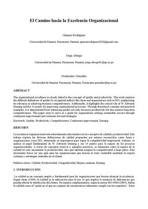 El Camino Hacia La Excelencia Organizacional