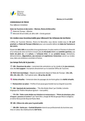 Le Salon Du Tourisme 2025 Menton, Riviera & Merveilles