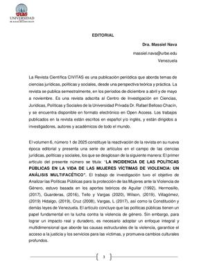 Civitas Editorial Vol 6 Nro 1 2025 Msc Luis Vasquez