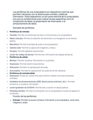 Los Periféricos De Una Computadora