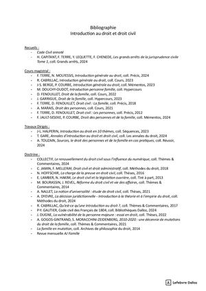 Introduction Au Droit Et Droit Civil - Liste Bibliographique - 2025