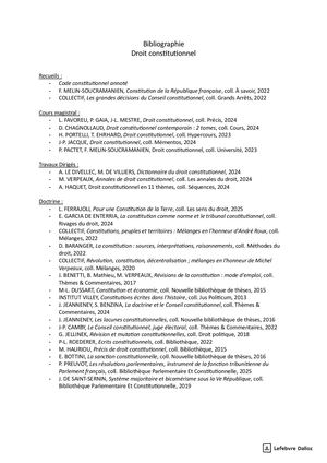 Droit Constitutionnel - Liste Bibliographique - 2025