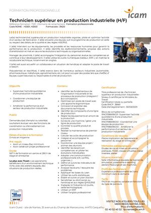 Technicien supérieur en production industrielle