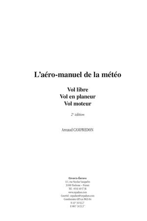 Extrait 2188 L'aéro-manuel de la Météo - Vol libre, Vol en planeur, Vol moteur 2e édition