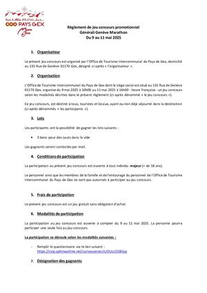 2025 Règlement Du Jeu Concours Générali Genève Marathon