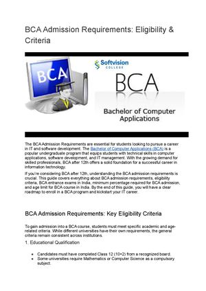 Bca Admission Requirements Eligibility & Criteria