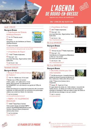 Agenda Bourg En Bresse Mai Juin 2025