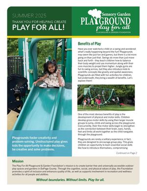 Sensory Garden Summer Newsletter