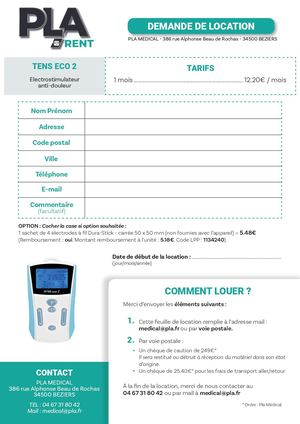 Location Tens Eco 2 Pla Medical
