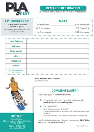 Location Artromot K1 Pla Medical
