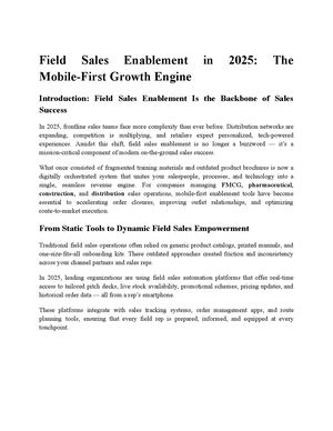 Field Sales Enablement In 2025 The Mobile First Growth Engine
