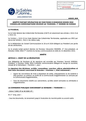 ARRETES DU 4 AVRIL 2025