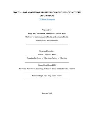 Africana Studies Proposal Second Reading