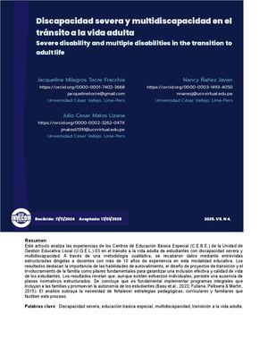 Discapacidad severa y multidiscapacidad en el tránsito a la vida adulta