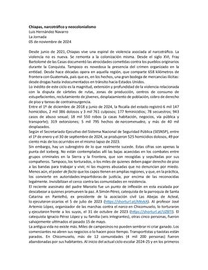 Chiapas, Narcotráfico Y Neocolonialismo 05nov24