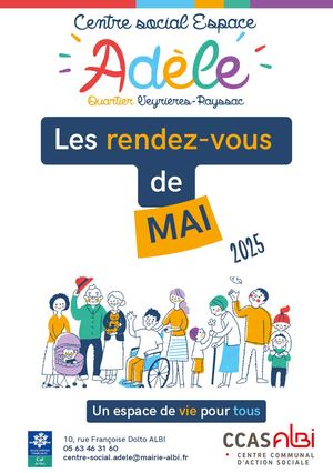 Centre social Espace Adèle - Les rendez-vous de mai 2025