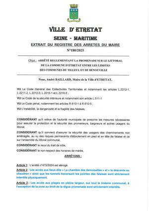 Arrêté Reglementant La Promenade Sur Le Littoral