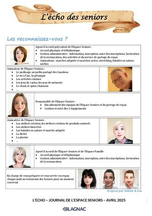 L'Echo des Séniors - N°1 - Avril 2025