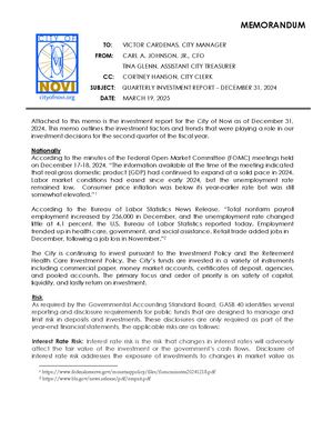 Quarterly Investment Reports - September 30, 2024