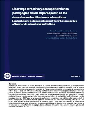 Liderazgo directivo y acompañamiento pedagógico desde la percepción de los docentes en instituciones educativas
