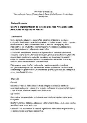 Proyecto Educativo Aprendiendo Con Diversidad Material Didáct