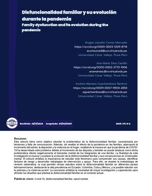 Disfuncionalidad familiar y su evolución durante la pandemia