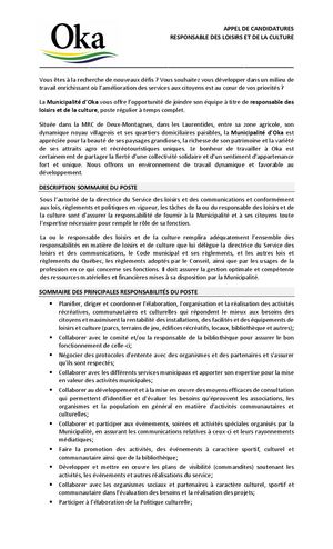 Responsable des loisirs et de la culture