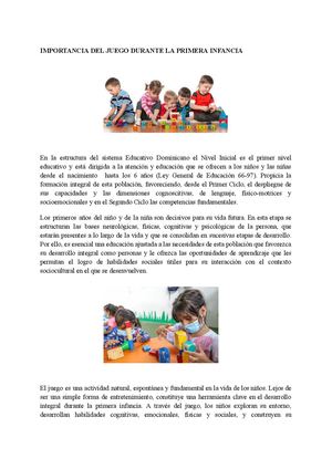 Importancia del juego durante la primera infancia