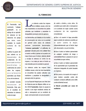 Boletin De Genero 09 2021 Del 08 11 2021 El Feminicidio