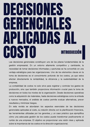 Decisiones Gerenciales aplicadas al costos