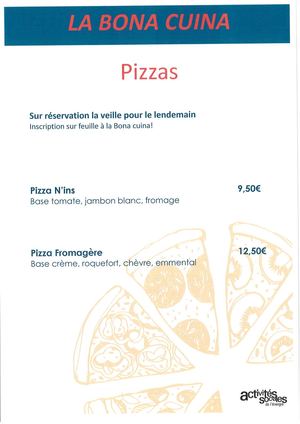 Carte Des Pizzas