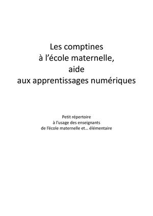 Les Comptines à L’école Maternelle Aide Aux Apprentissages Numériques Prescolaire