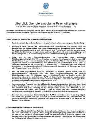 Hunner - Überblick ambulante Psychotherapie