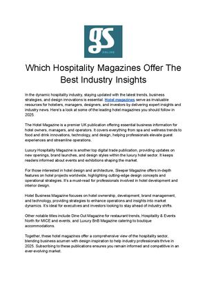 Which Hospitality Magazines Offer The Best Industry Insights