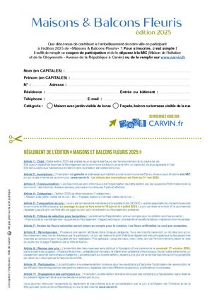 Coupon Maisons & Balcons Fleuris 2025