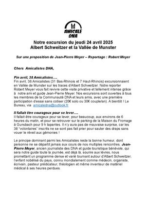 Amicale DNA Notre Reportage Vallée De Munster 24 Avril 2025