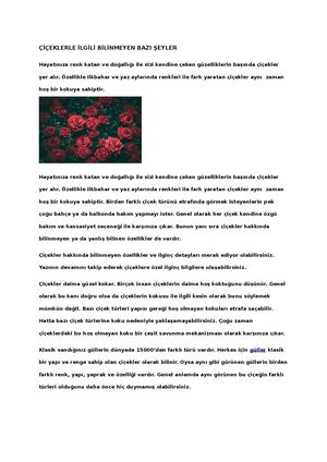 ÇİÇEklerle İLgi̇li̇ Bi̇li̇nmeyen Bazi ŞEyler