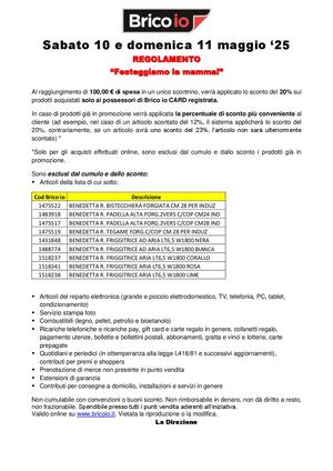 Regolamento 10 e 11 Maggio 20% Sconto Su 100€