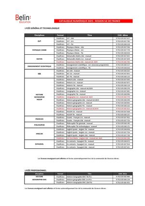 Belin Education CATALOGUE 2025