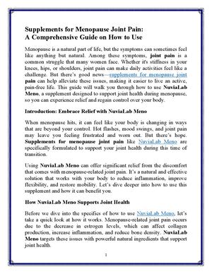 Supplements For Menopause Joint Pain
