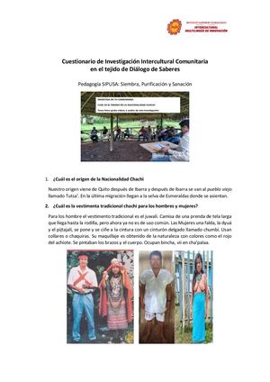 Pedagogía Sipusa En El Ser Chachi